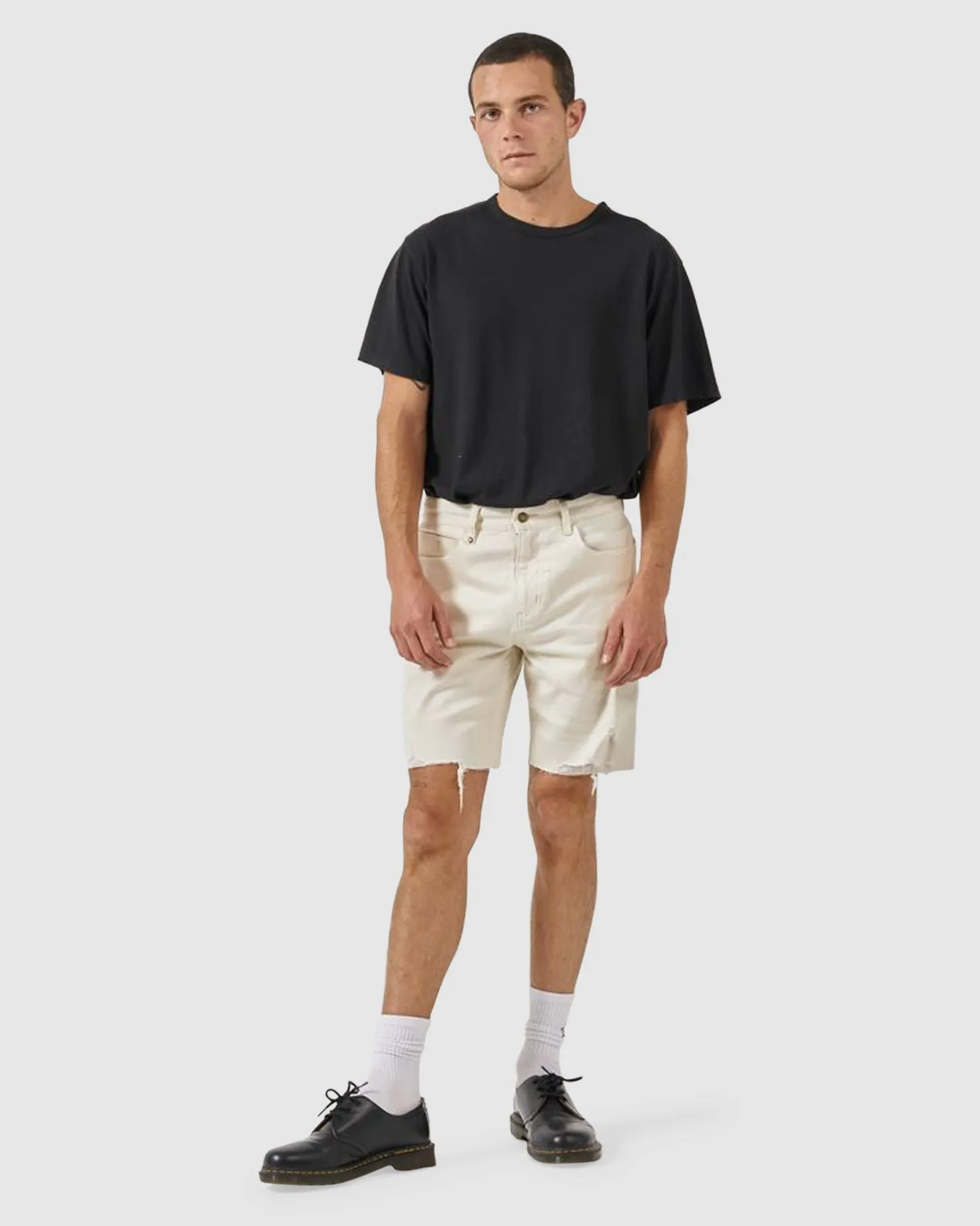 MENS DESTROYED BONES DENIM SHORTS
