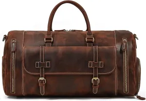 Men's Handbag Men's Leather Handbag Single Shoulder Straddle Bag with Shoe Position Cowhide Duffel Bag