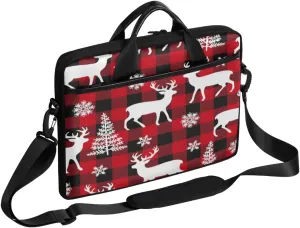 Mesh Snowflake Elk Laptop Case Bag with Detachable Strap Waterproof Laptop Bag Notebook Carrying Case 15.6 inch Laptop Sleeve Bag for Men Women Work Travel