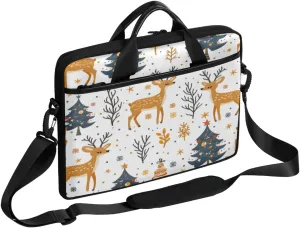 Moose Christmas Tree Hand Painted Laptop Case Bag with Detachable Strap Waterproof Laptop Bag Notebook Carrying Case 15.6 inch Laptop Sleeve Bag for Men Women Work Travel