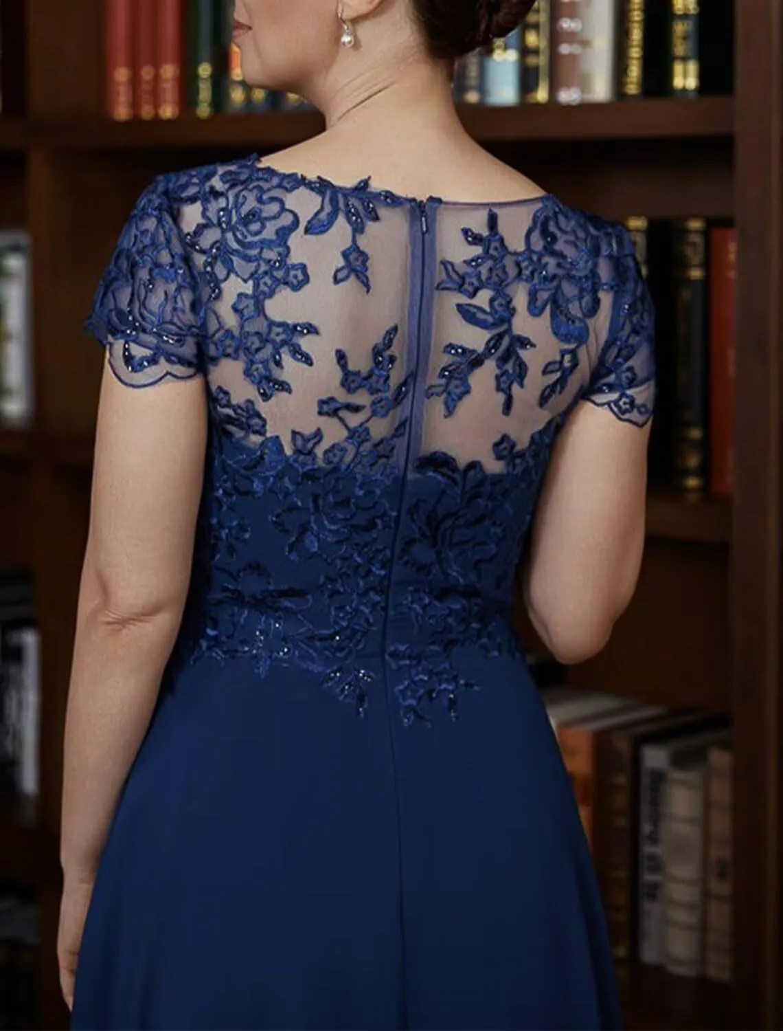 Mother of The Bride Dresses for Wedding Chiffon Tea Length Evening Dress Lace Formal Party Gown