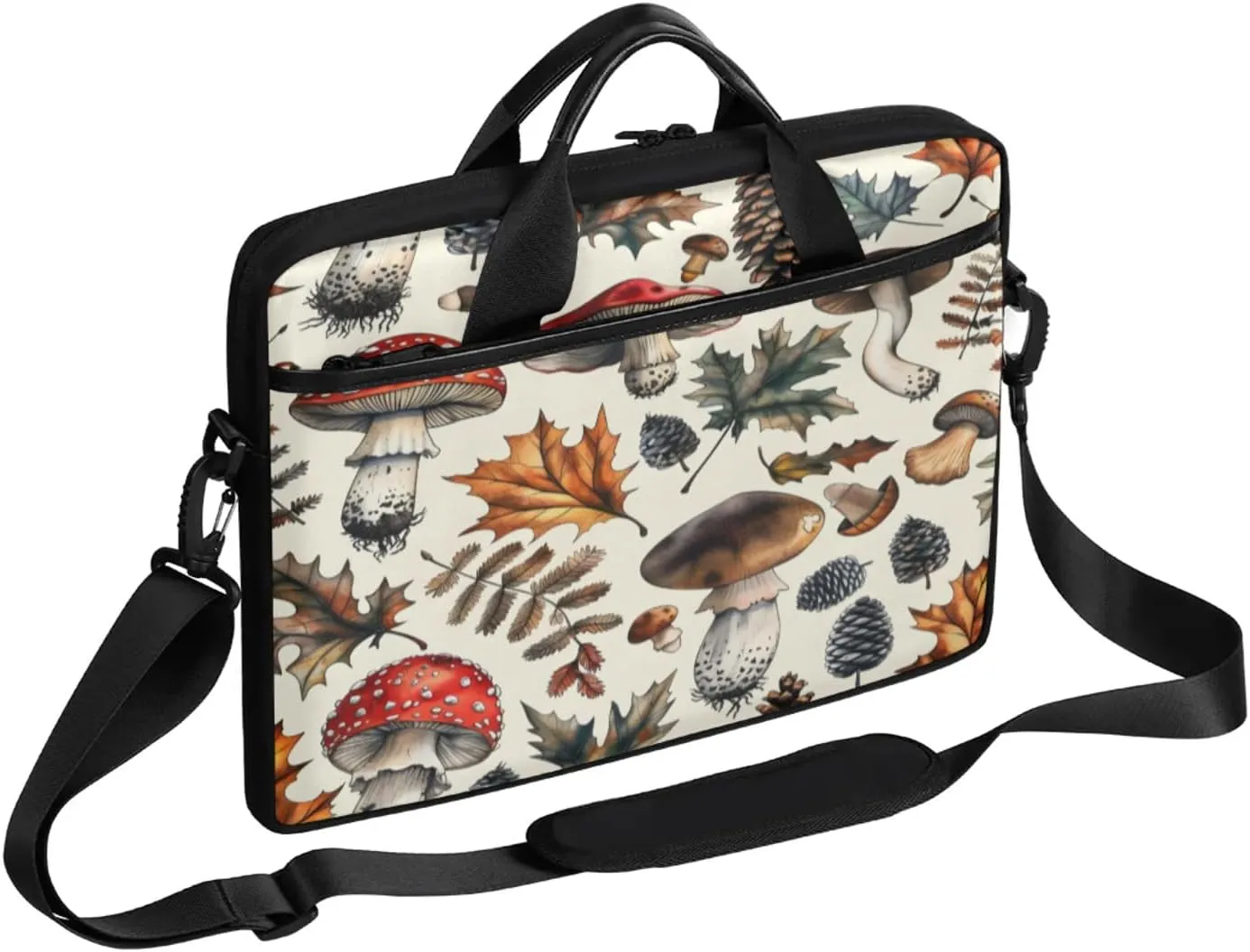 Mushroom Leaf Nuts Laptop Case Bag with Detachable Strap Waterproof Laptop Bag Notebook Carrying Case 15.6 inch Laptop Sleeve Bag for Men Women Work Travel