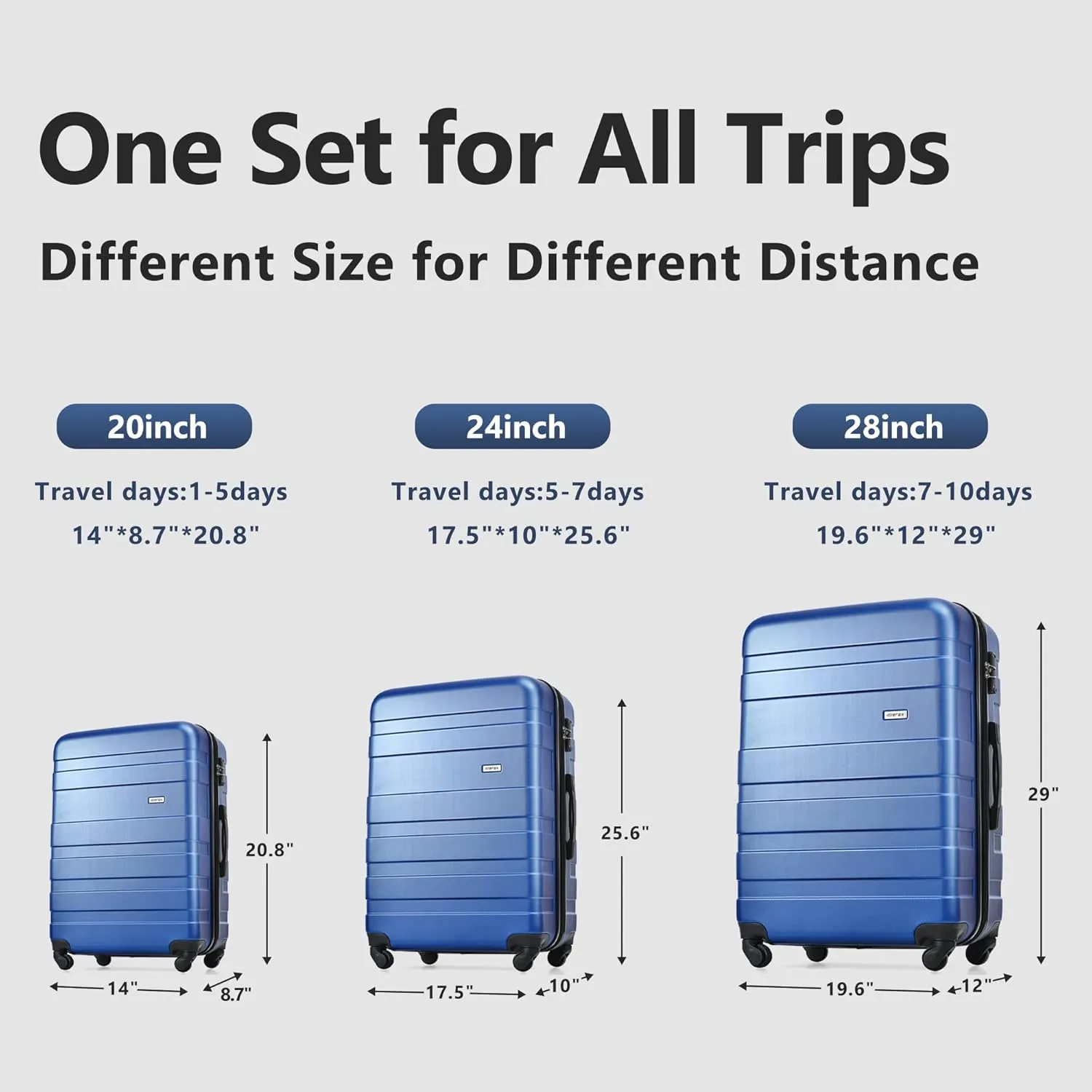 New Model Expandable ABS Carry On Luggage with Wheels - Lightweight &Durable hard shell suitcases Suitcase Set for Air Travel - travel luggage with wheels for Men & Women. ()