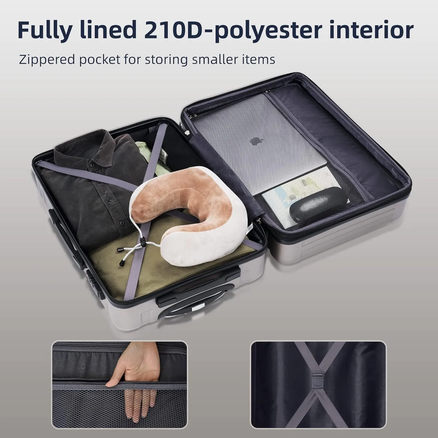 New Model Expandable ABS Carry On Luggage with Wheels - Lightweight &Durable hard shell suitcases Suitcase Set for Air Travel - travel luggage with wheels for Men & Women. ()