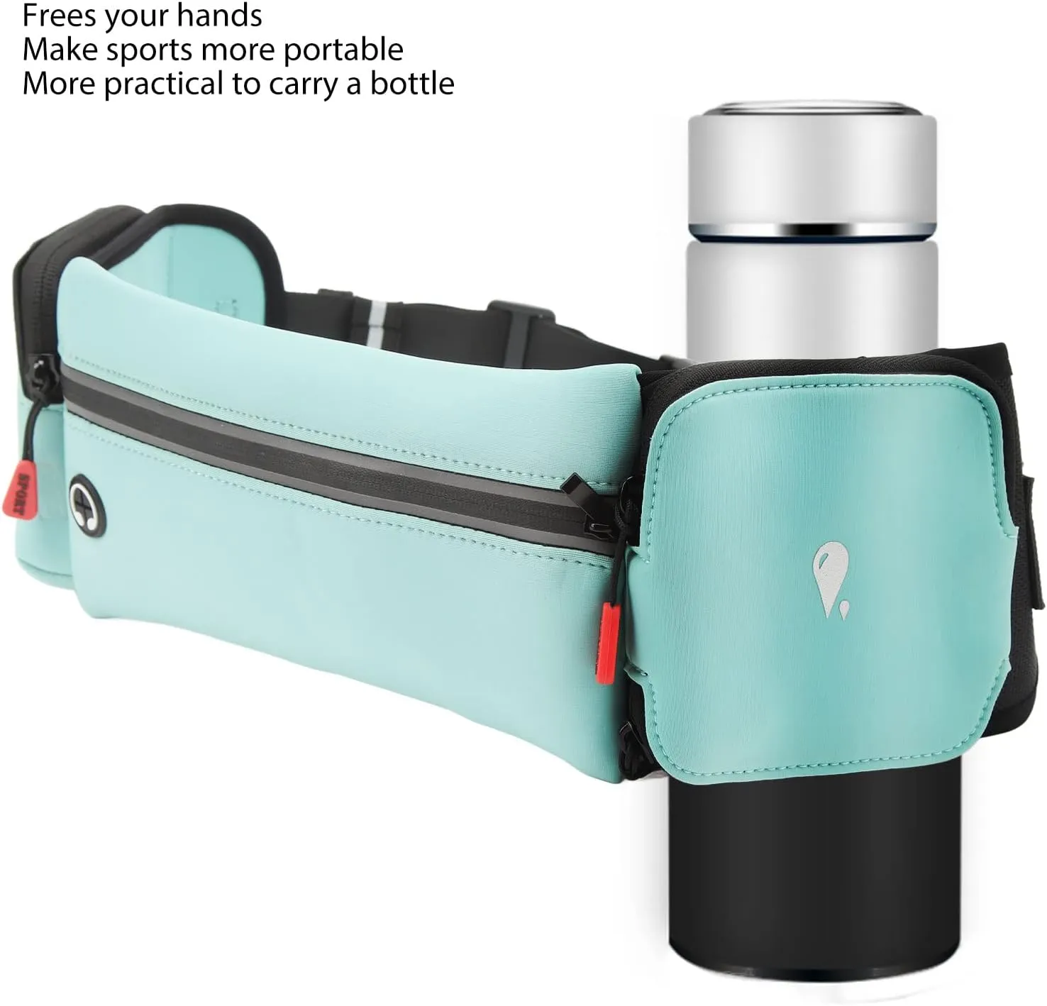 PerGar Running Waist Pack, Running Water Belt, Belt Water Bottle Holder, Hydration Belt, Hydration Belt for Running Women, Running Belt for Men for Hiking Climbing Outdoor Sports Fitness