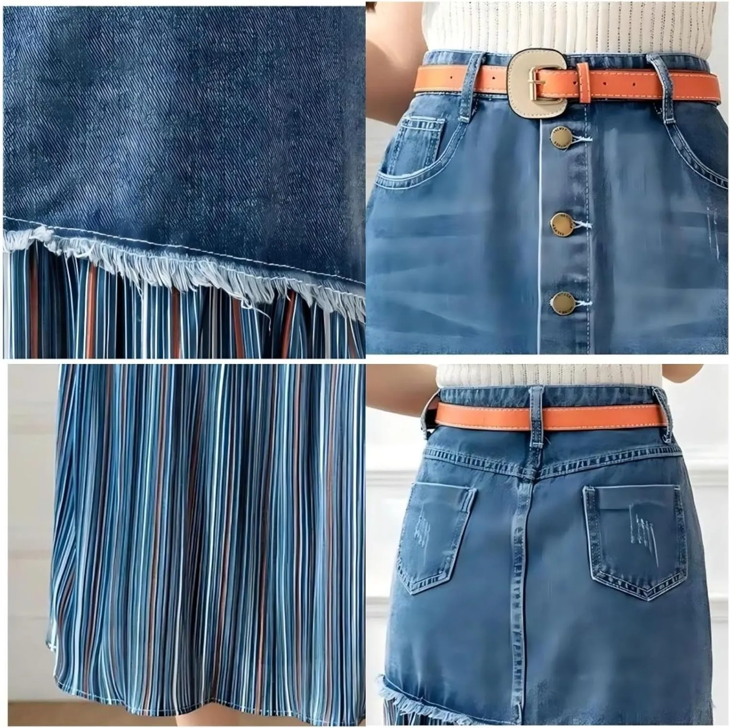 Plus Size Women High-Waisted Denim Skirt Weight Capacity Long Dress
