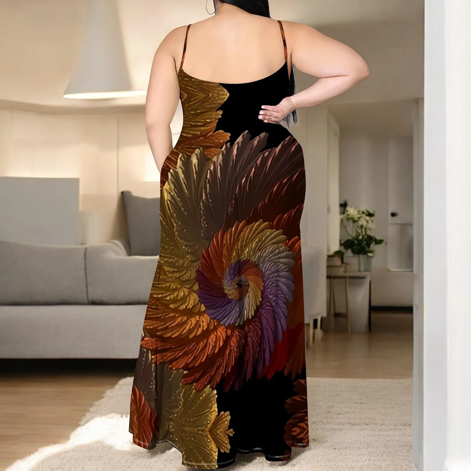 Plus Size Womens Casual Sleeveless Sundress Summer Spaghetti Strap Side Split Long Beach Maxi Dress Elegant Wedding Evening