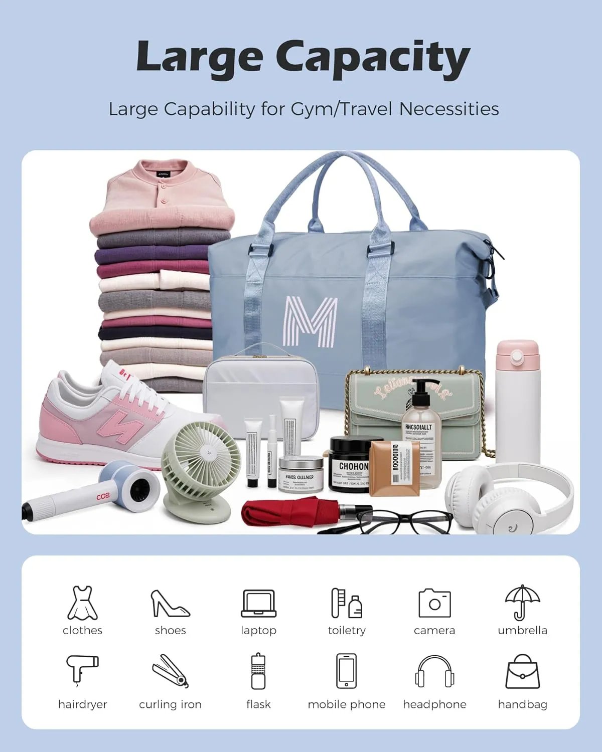 Preteeen Girls Gift Ideas, Initial Travel Duffel Bag, Gym Bag, Duffel Bag,Personalized Weekender BagFriend Wedding Girlfriend Birthday Gifts for Women Gifts for Teen Girls (Letter Y)