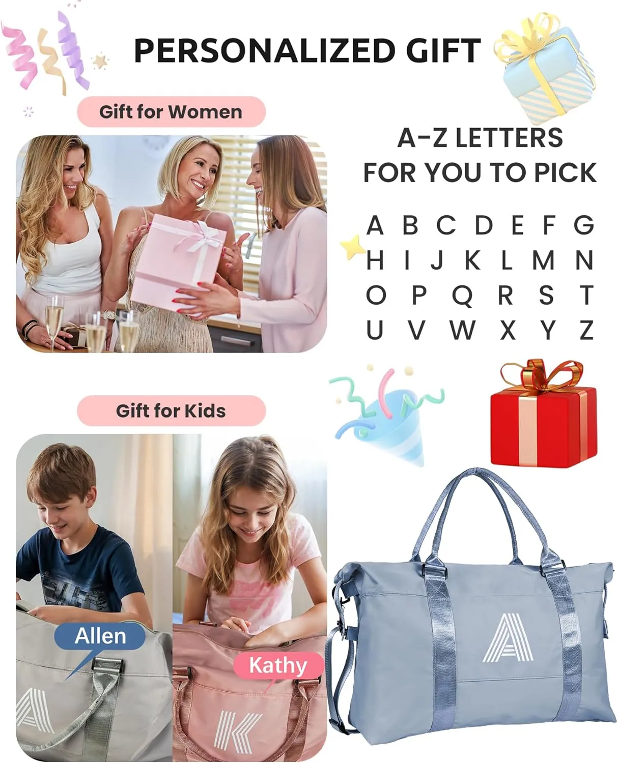 Preteeen Girls Gift Ideas, Initial Travel Duffel Bag, Gym Bag, Duffel Bag,Personalized Weekender BagFriend Wedding Girlfriend Birthday Gifts for Women Gifts for Teen Girls (Letter Y)