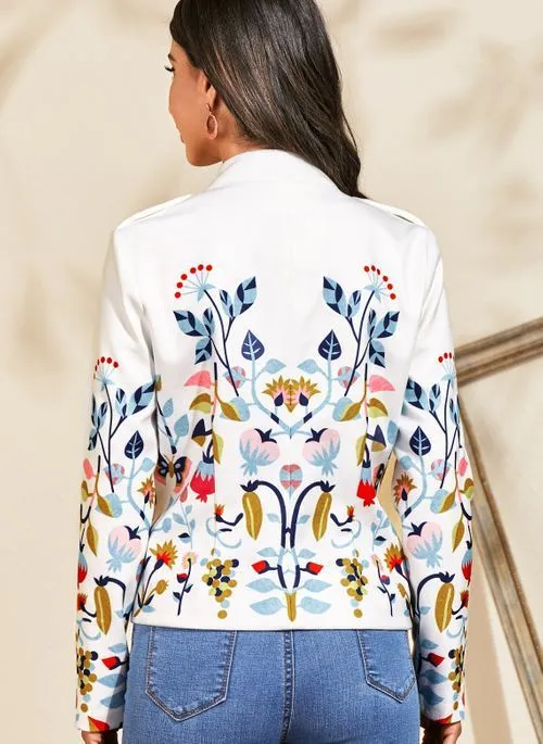Printing Slim Long Sleeve Button Coat