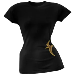Pterodactyl Dinosaur Distressed Black Juniors Soft T-Shirt