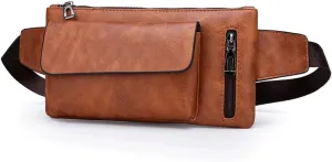 PU Leather Chest Fanny Pack Single Shoulder Crossbody Bag Small Backpack Sports Chest Bag