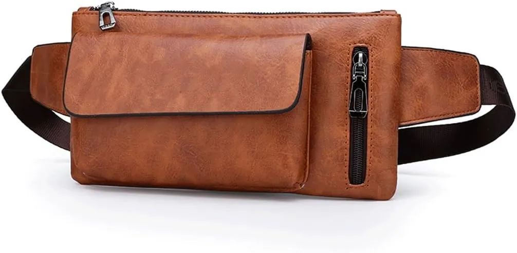 PU Leather Chest Fanny Pack Single Shoulder Crossbody Bag Small Backpack Sports Chest Bag