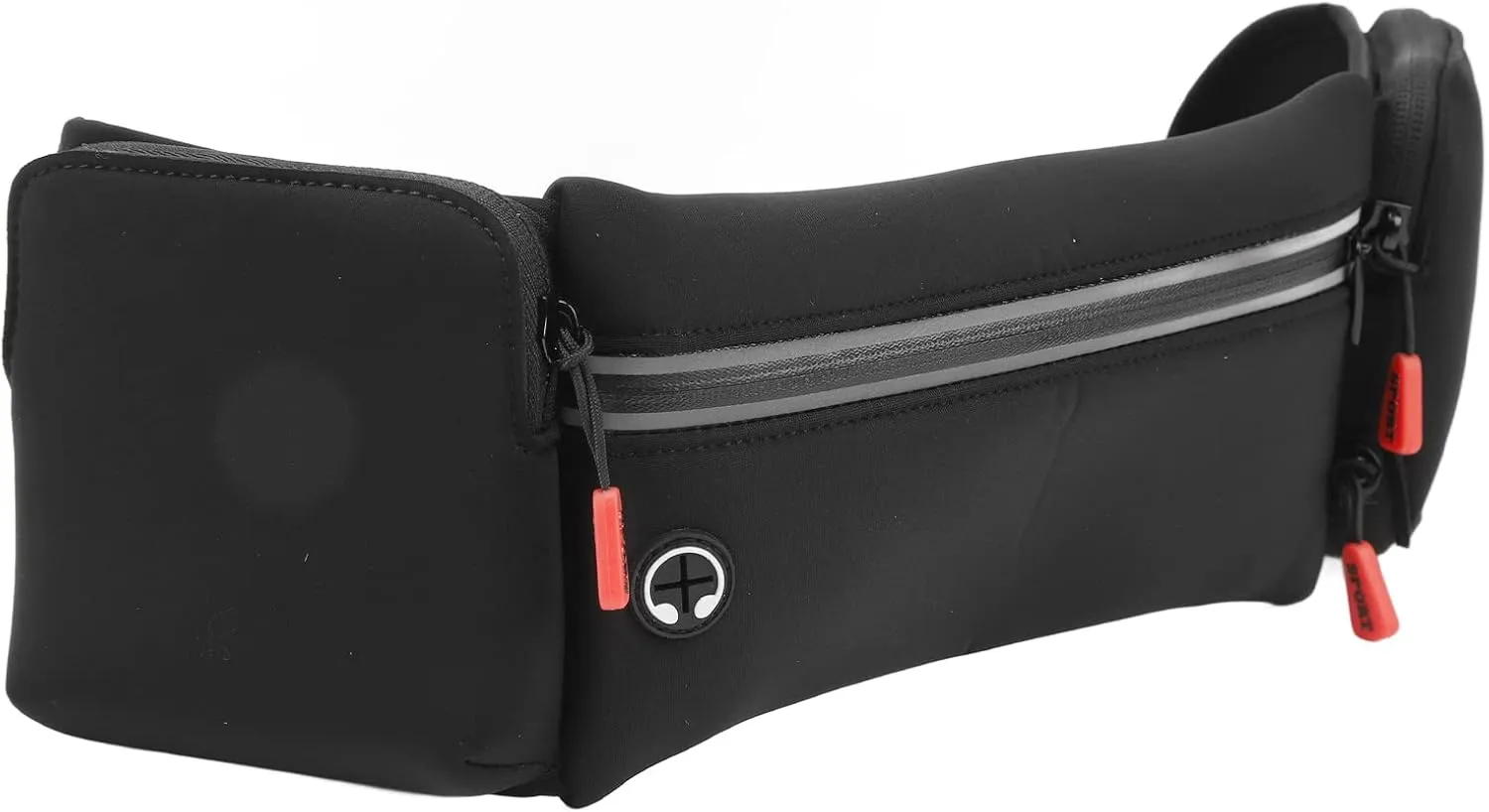 Running Waist Pack, Hands, Polyurethane Fiber, Chinlon, Absorb Moisture, Portable Hydration Belt with 3 Large Pockets for Fitness (Black)
