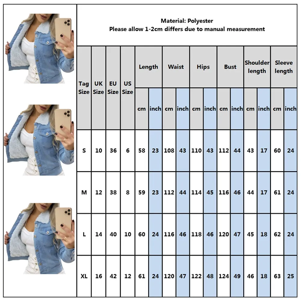 Sale Jean Jacket New Winter Denim Women Jacket Women Vintage Lambswool Warm Jackets Trendy Wide Long Sleeve Outwear Coats