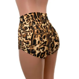 SALE - Ready to Ship - High Waist Ruched Booty Shorts - Leopard
