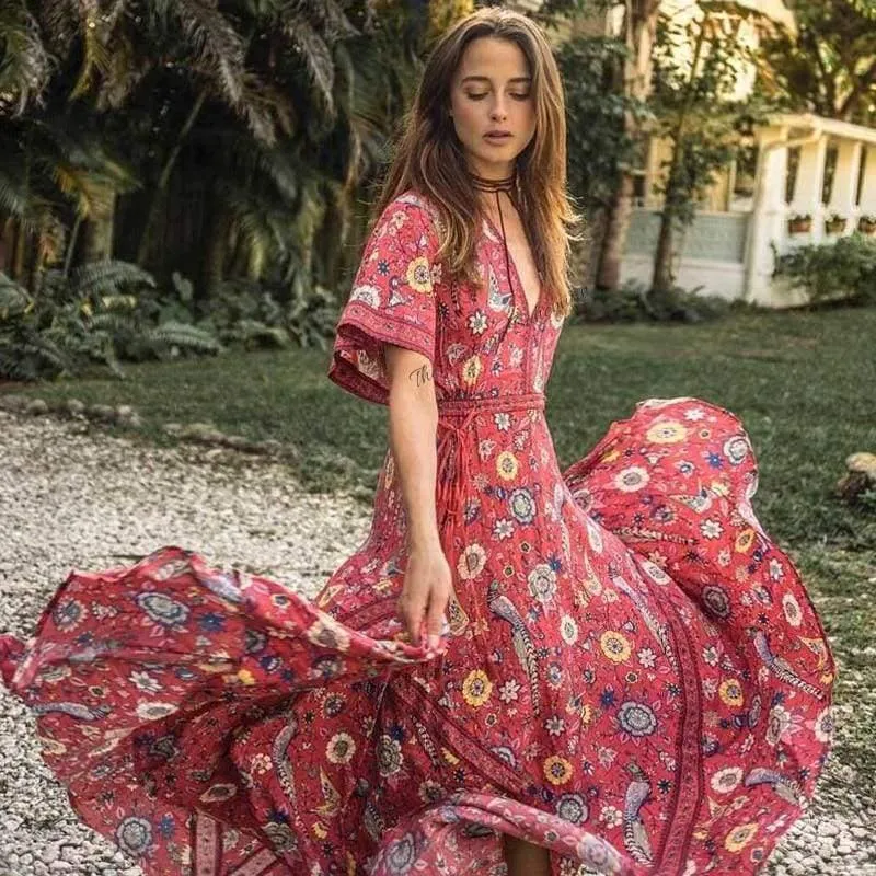 Santorini Boho Maxi Dress