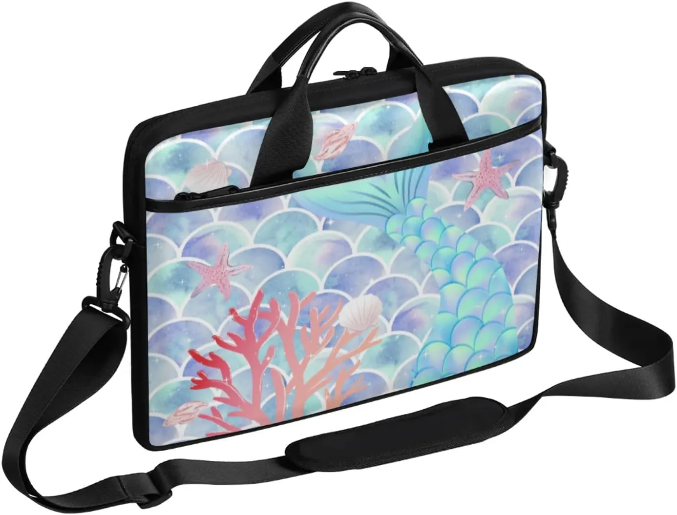 Scale Coral Starfish Laptop Case Bag with Detachable Strap Waterproof Laptop Bag Notebook Carrying Case 15.6 inch Laptop Sleeve Bag for Men Women Work Travel