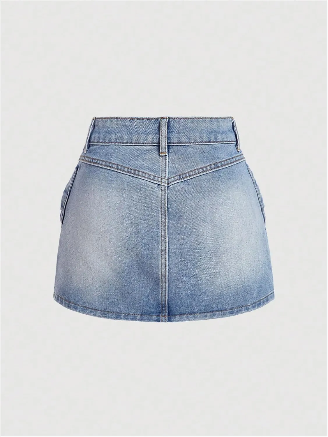 SHENHE Women's Denim Mini Skirt Bowknot Straight Jean Skirt Summer Cute Mini Skirts