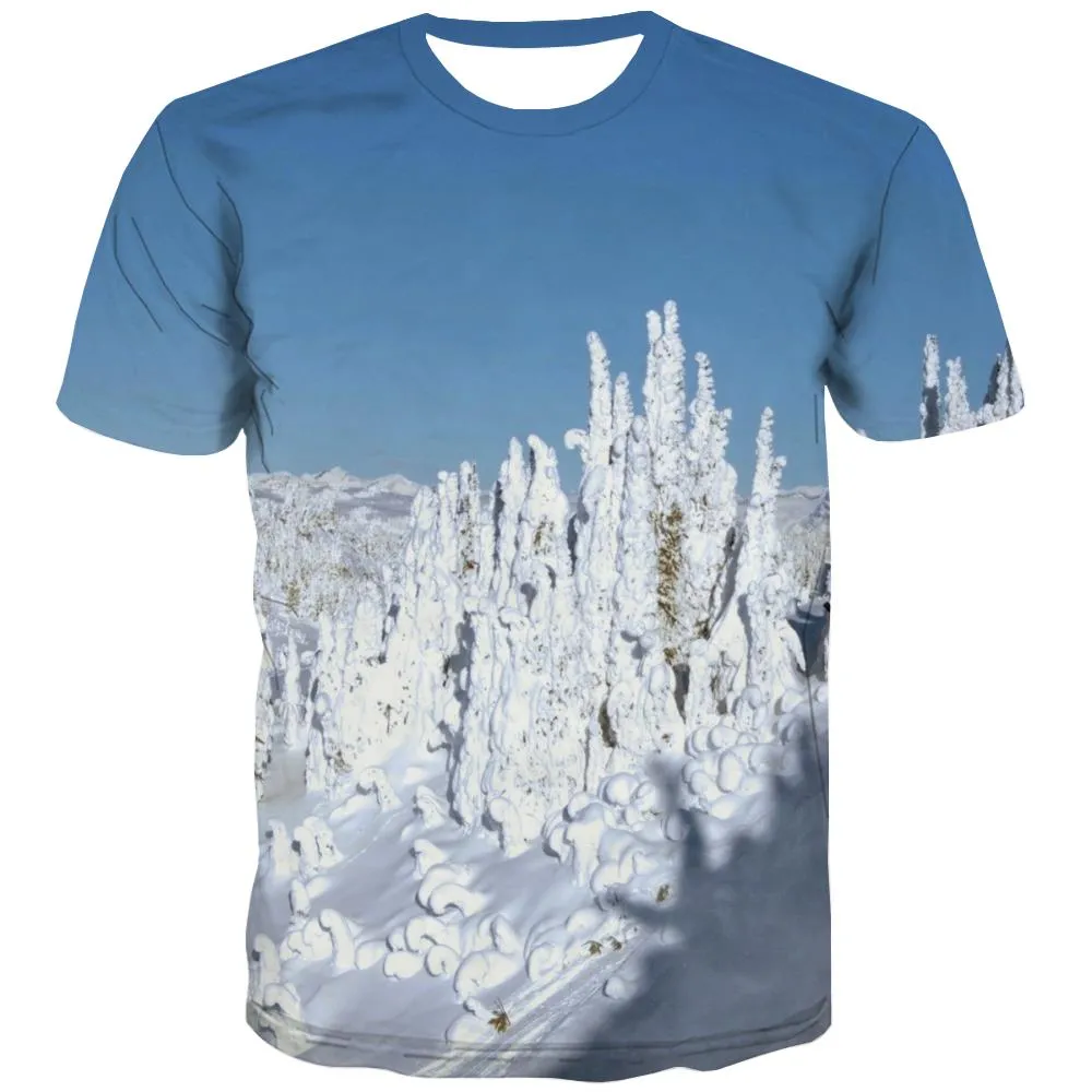 Ski T-shirt Men White T-shirts Graphic Movement Tshirt Printed Snowfield Tshirt Anime