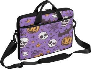 Skull Pumpkin Bat Laptop Case Bag with Detachable Strap Waterproof Laptop Bag Notebook Carrying Case 15.6 inch Laptop Sleeve Bag for Men Women Work Travel