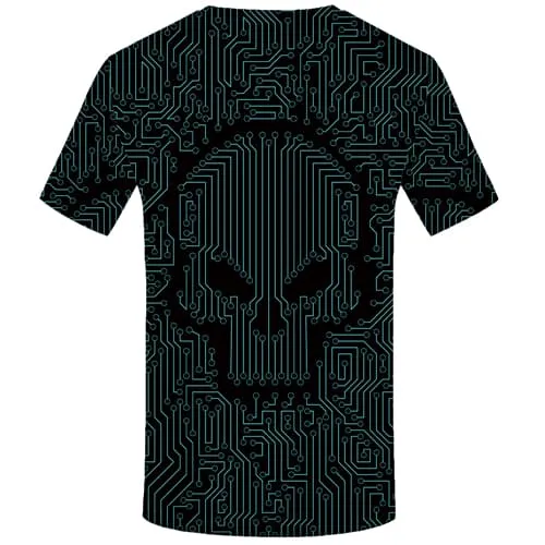 Skull T-shirt Men Green Tshirts Casual Circuit Shirt Print Short Sleeve Fashion