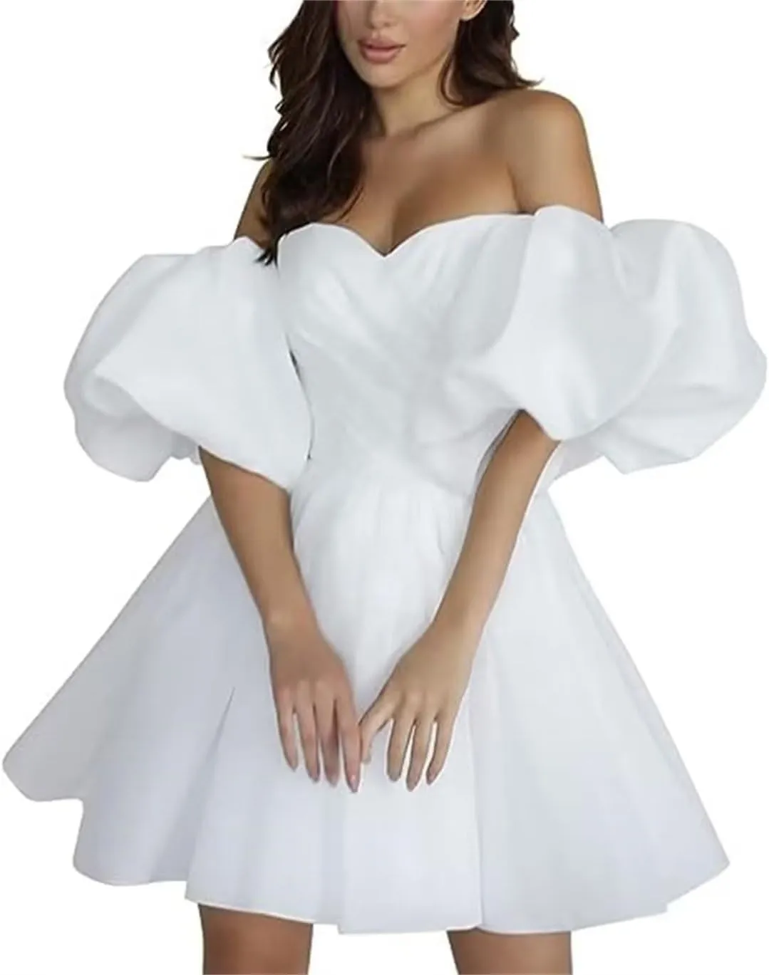 Sleeves Sweetheart Bridal Dress Plus Size White Formal Dress for Women Elegant Midi Juniors Dresses for Teen Girls 24W