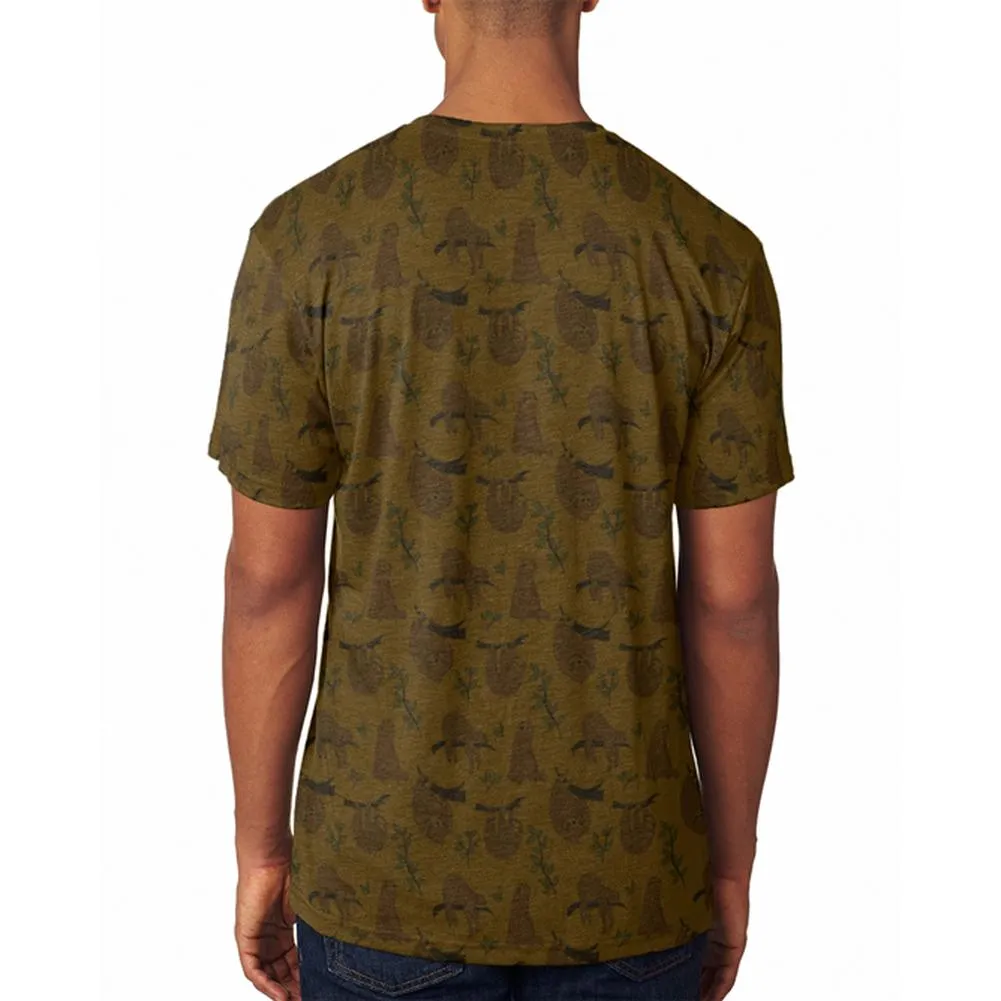 Sloth Pattern Nature Leaves Cute Men's Soft T-Shirt