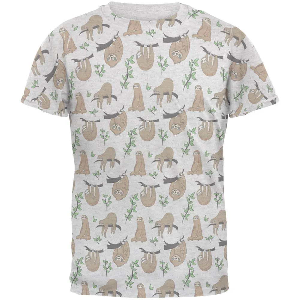 Sloth Pattern Nature Leaves Cute Men's Soft T-Shirt