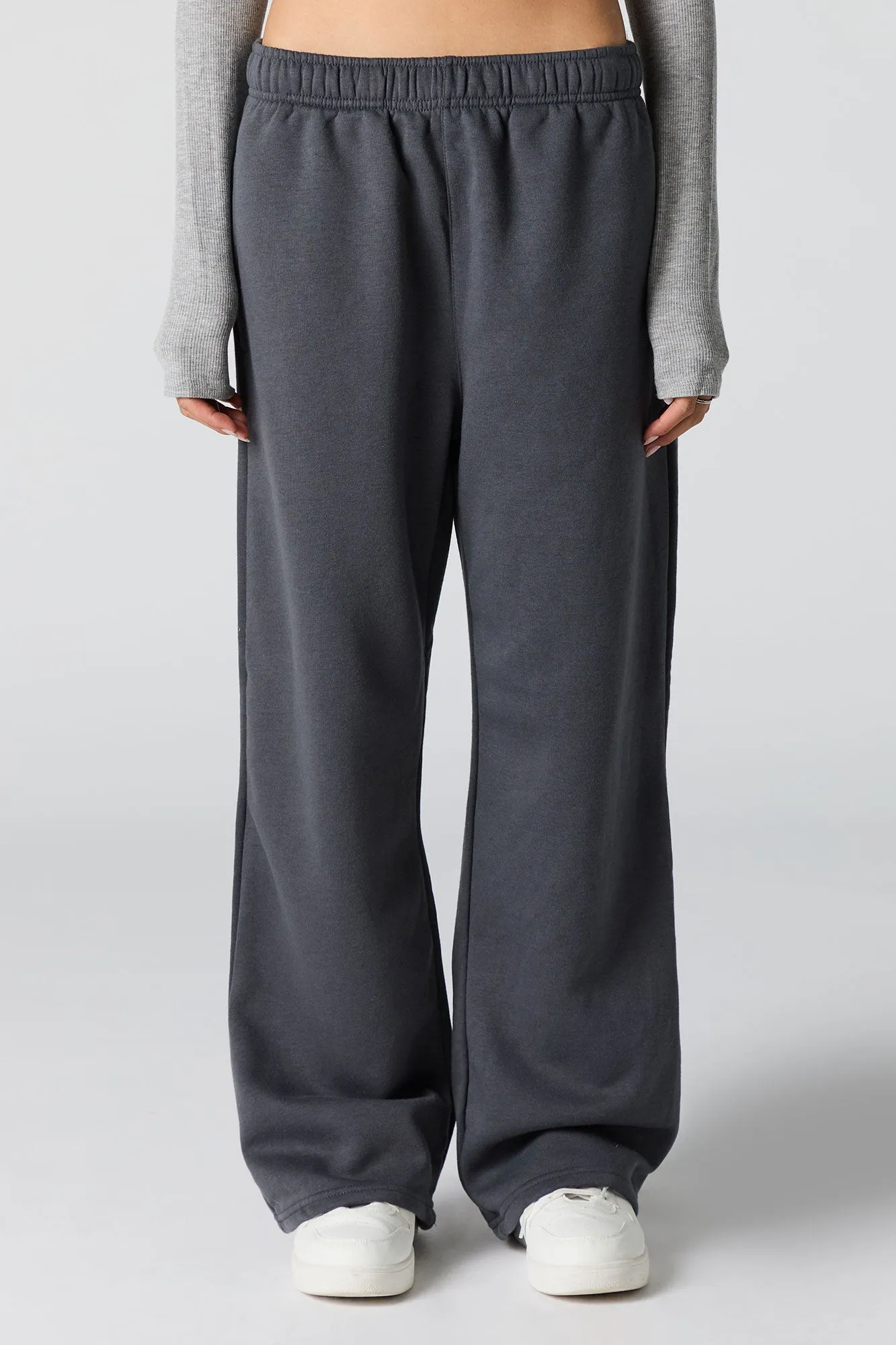 Solid Fleece Wide Leg Sweatpant