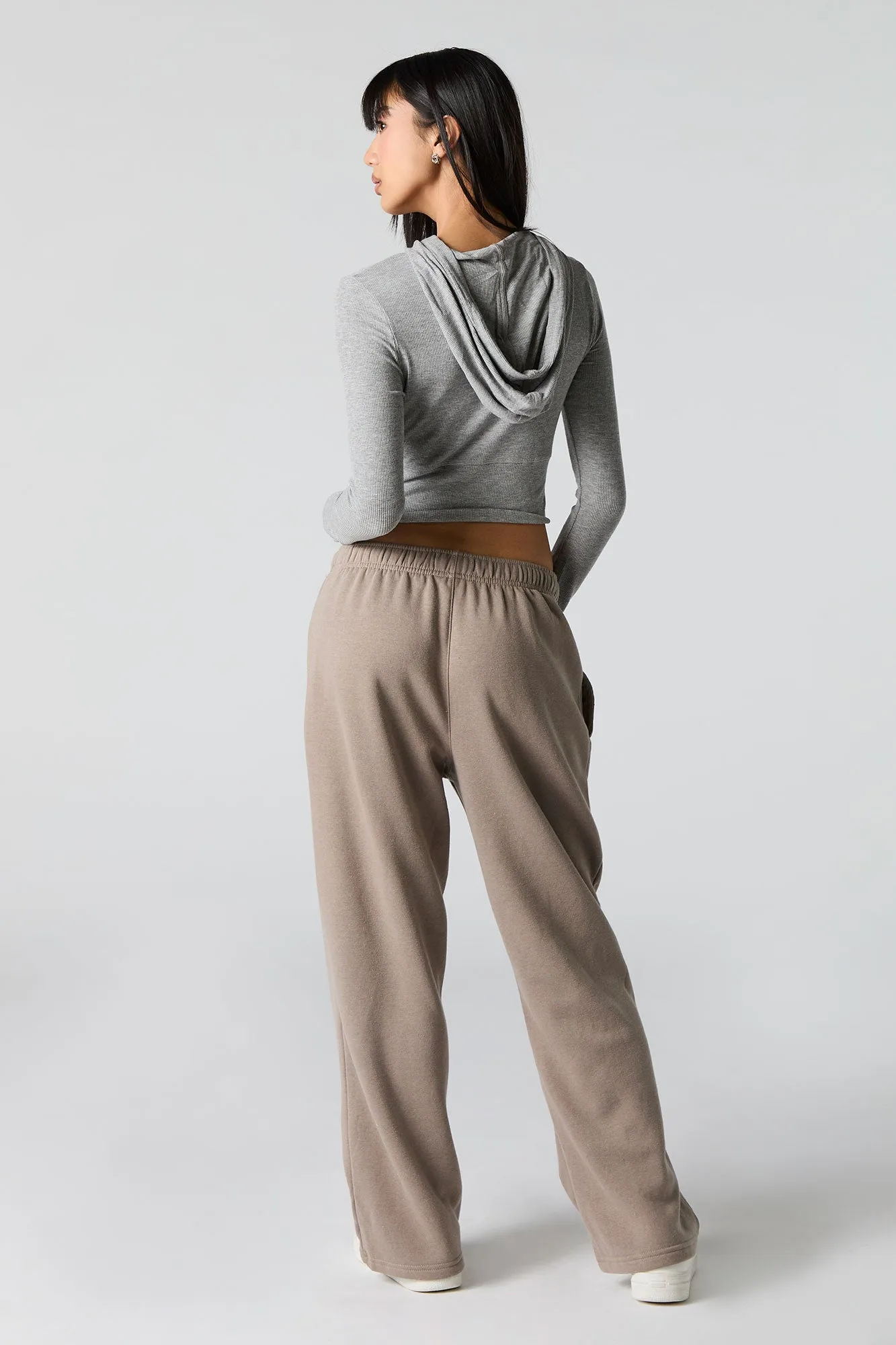 Solid Fleece Wide Leg Sweatpant
