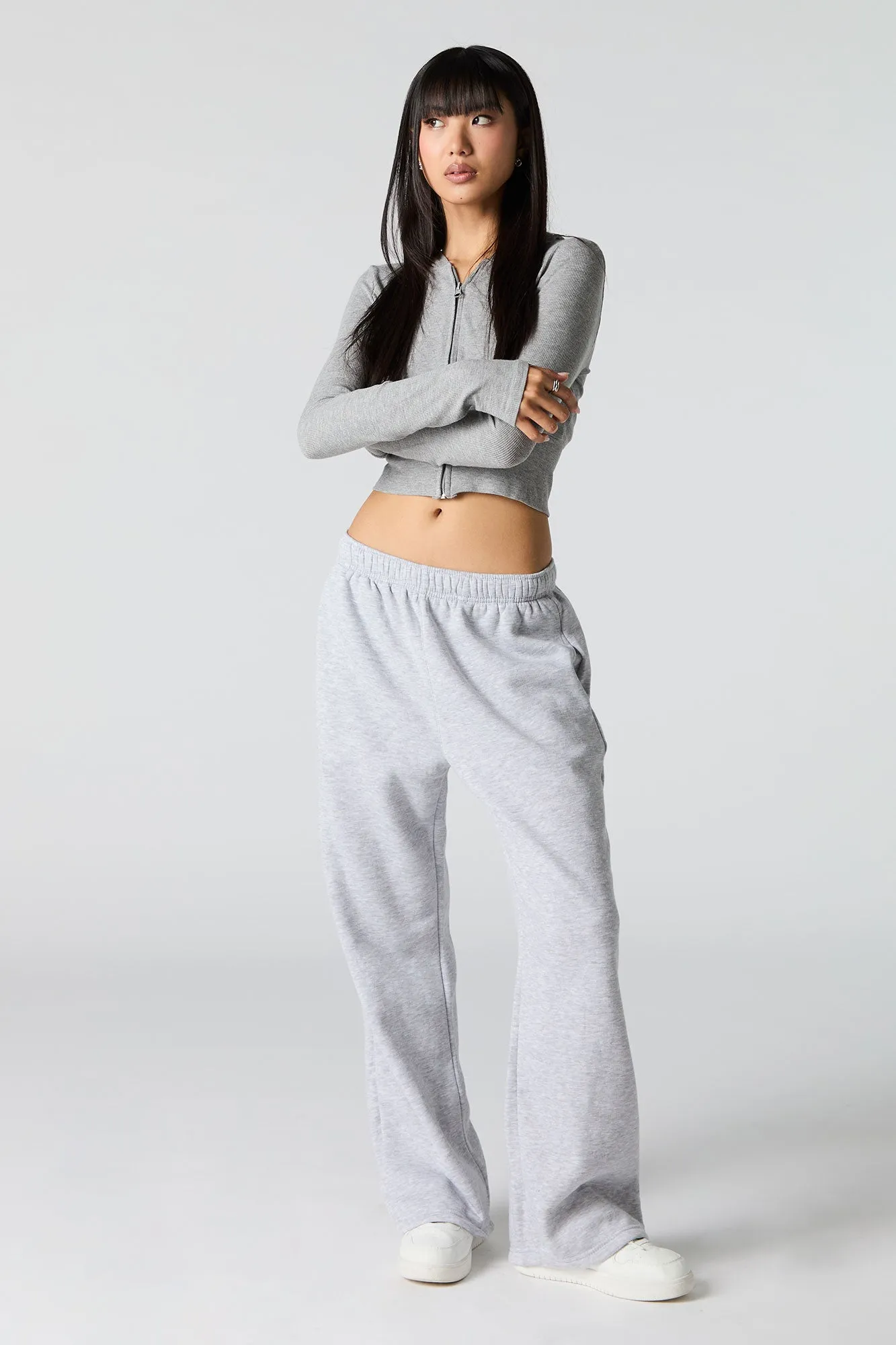 Solid Fleece Wide Leg Sweatpant