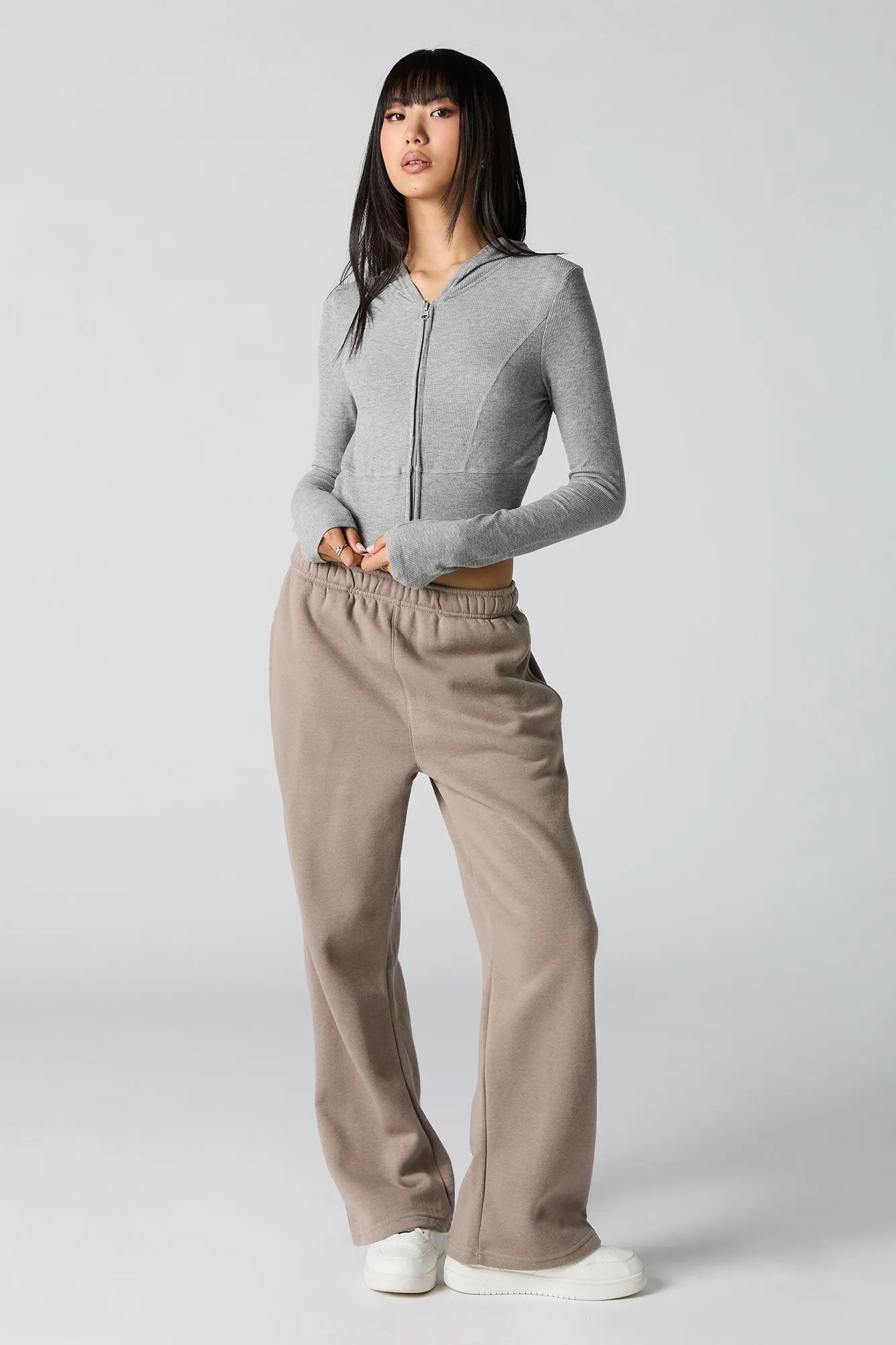 Solid Fleece Wide Leg Sweatpant