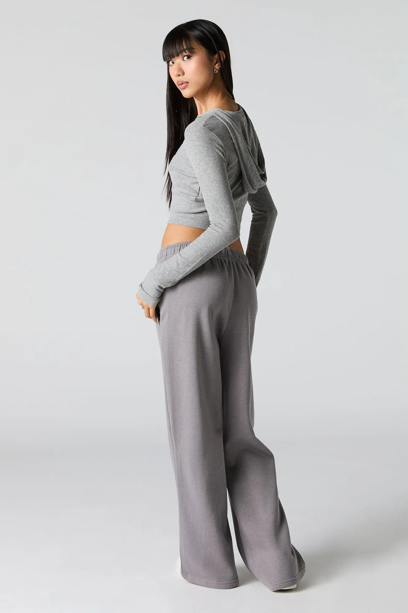 Solid Fleece Wide Leg Sweatpant
