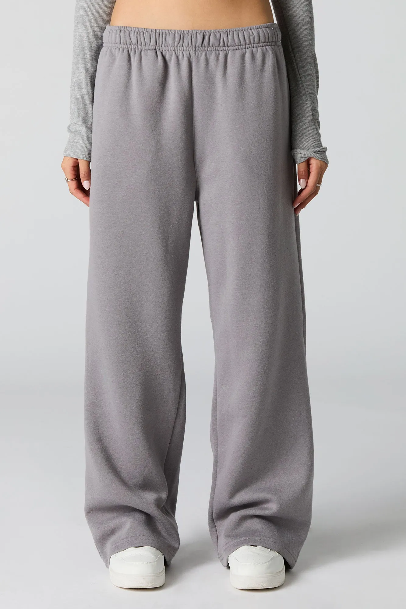 Solid Fleece Wide Leg Sweatpant