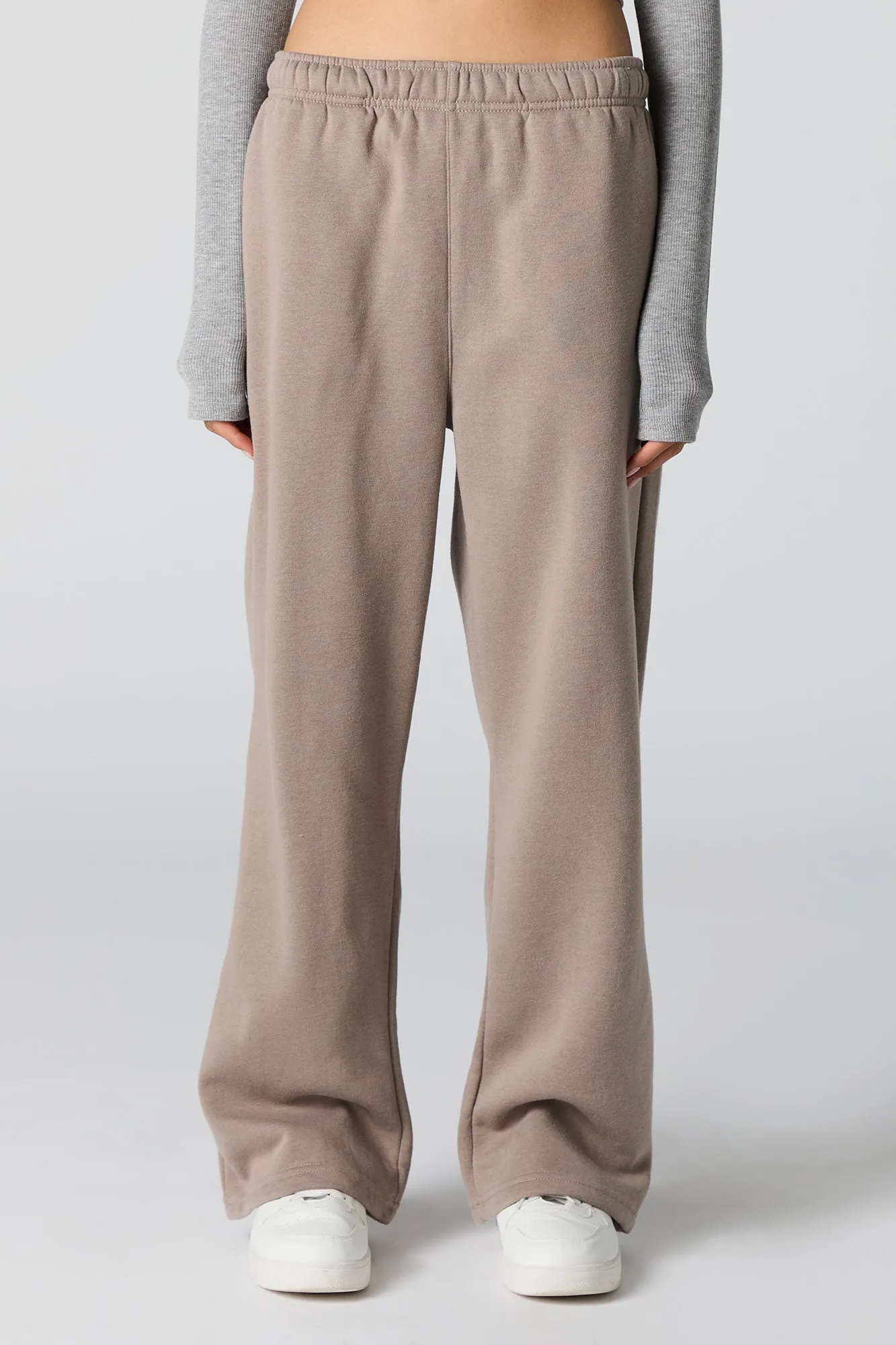 Solid Fleece Wide Leg Sweatpant