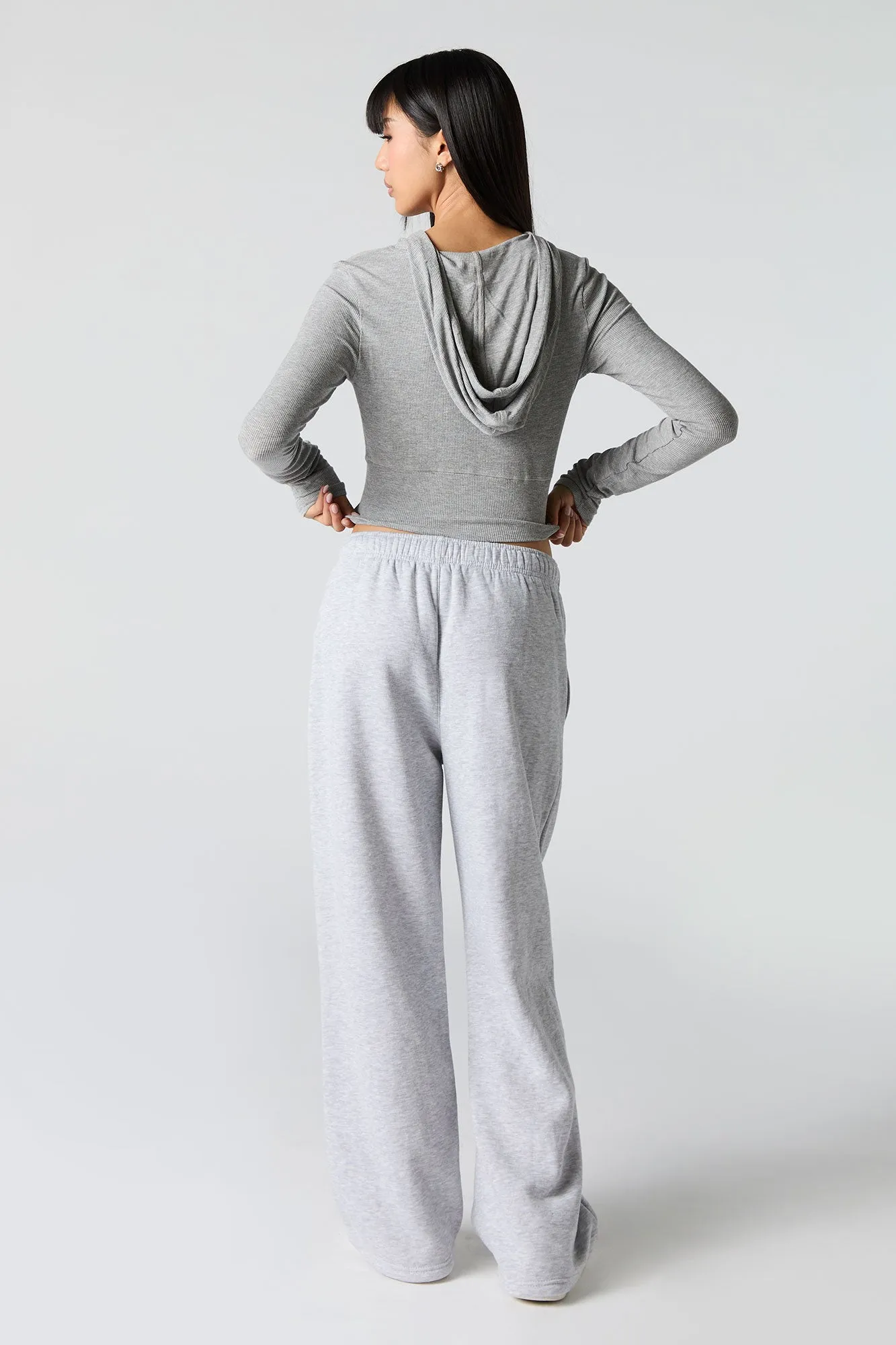 Solid Fleece Wide Leg Sweatpant