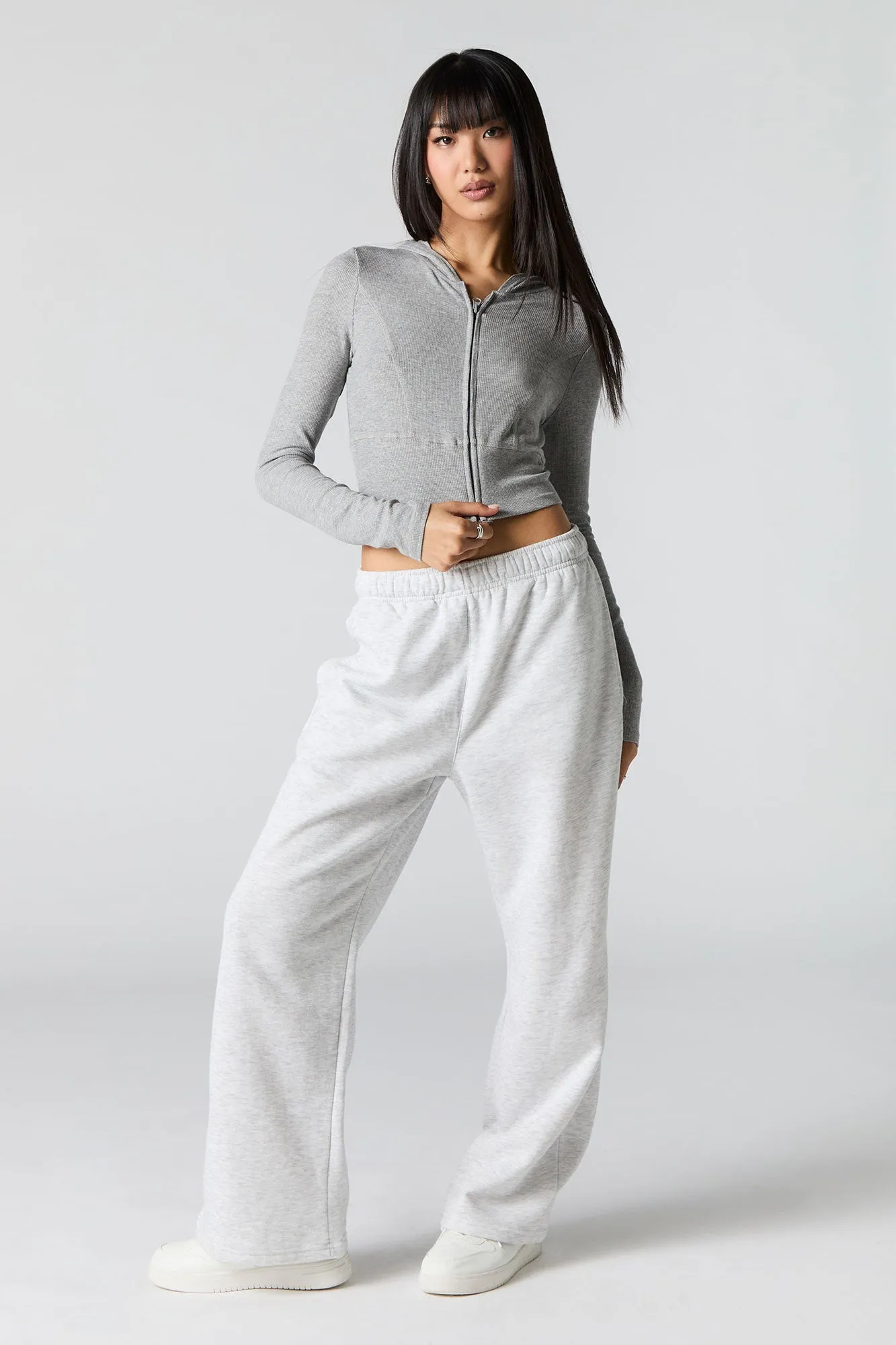 Solid Fleece Wide Leg Sweatpant
