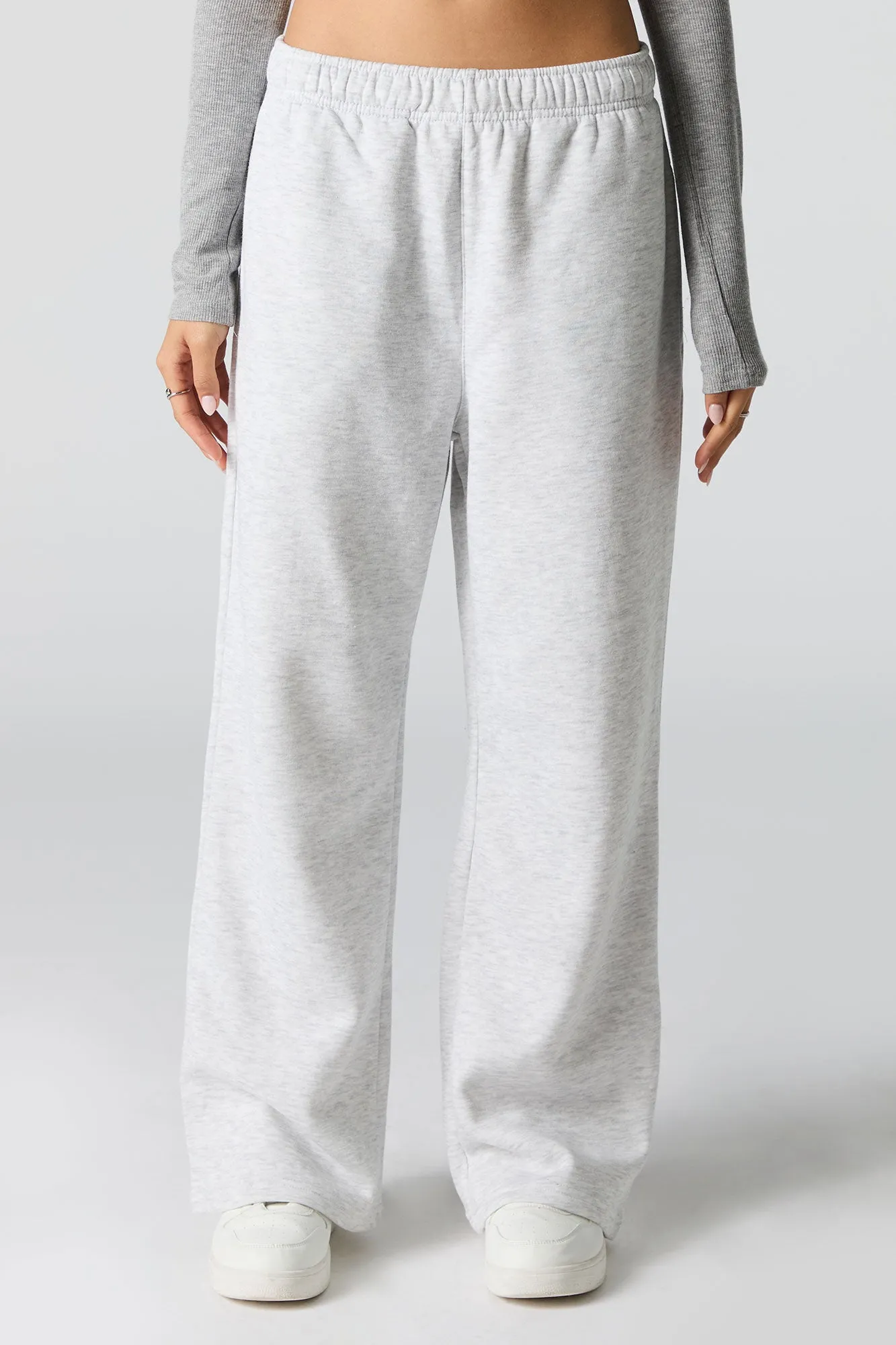 Solid Fleece Wide Leg Sweatpant