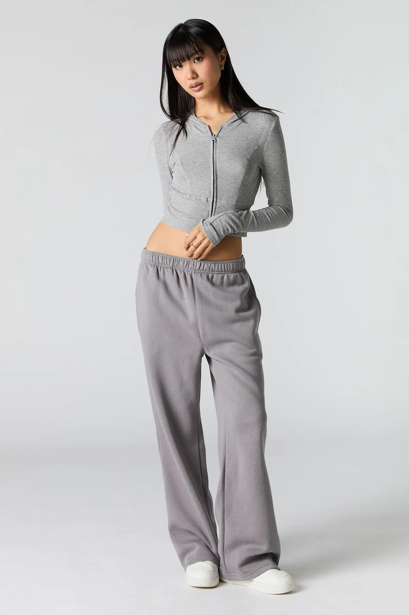 Solid Fleece Wide Leg Sweatpant