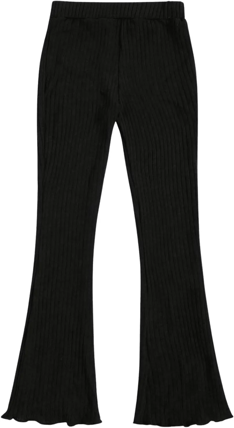 SOLY HUX Toddler Girl's Checkered Flare Leggings High Waisted Bell Bottom Pants Workout Athletic Trousers