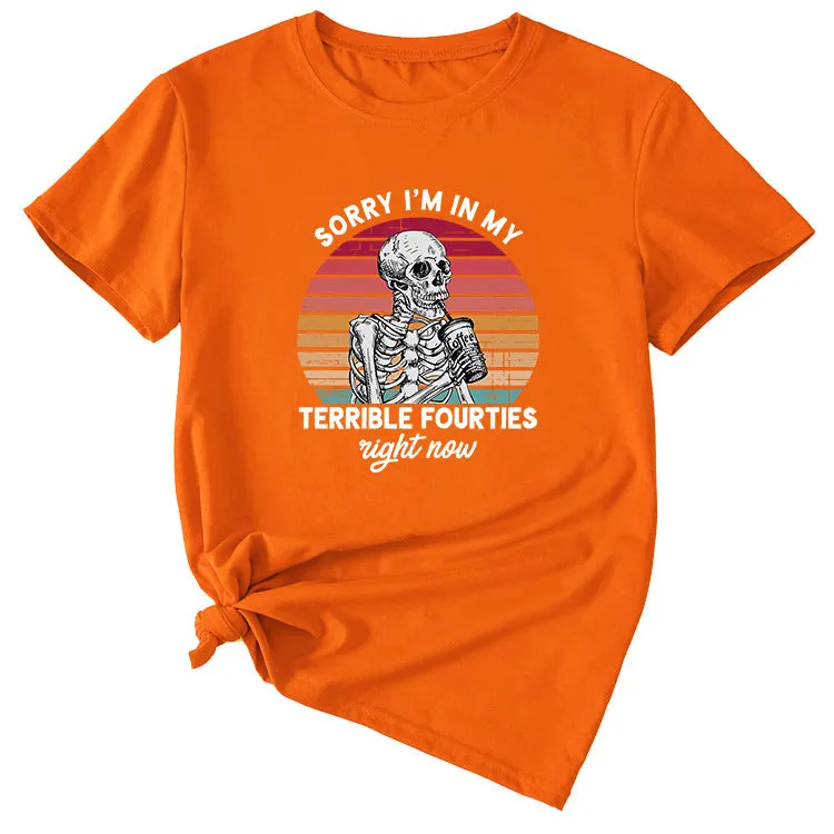 Sorry I'm In My Fun Pattern Printed Casual Short-sleeved T-shirt