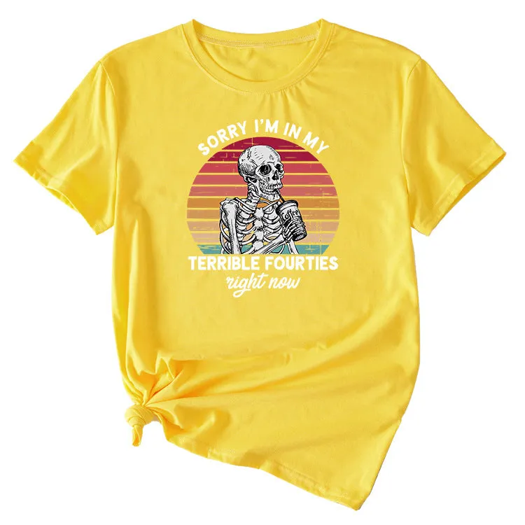 Sorry I'm In My Fun Pattern Printed Casual Short-sleeved T-shirt