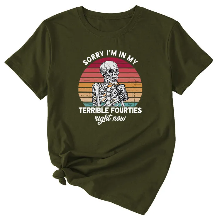 Sorry I'm In My Fun Pattern Printed Casual Short-sleeved T-shirt