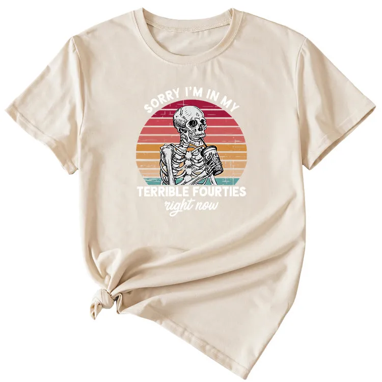 Sorry I'm In My Fun Pattern Printed Casual Short-sleeved T-shirt