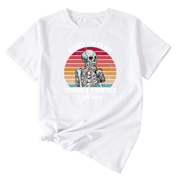 Sorry I'm In My Fun Pattern Printed Casual Short-sleeved T-shirt