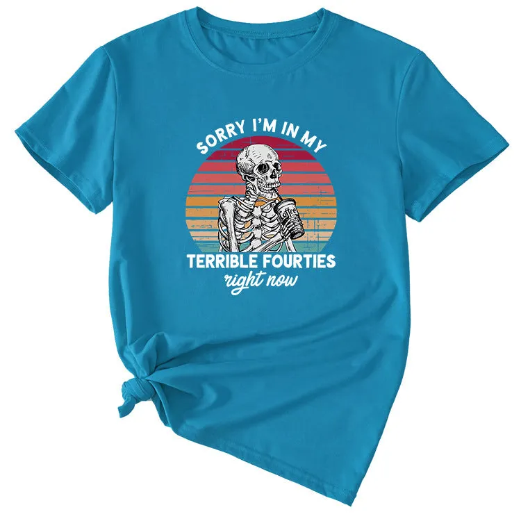 Sorry I'm In My Fun Pattern Printed Casual Short-sleeved T-shirt