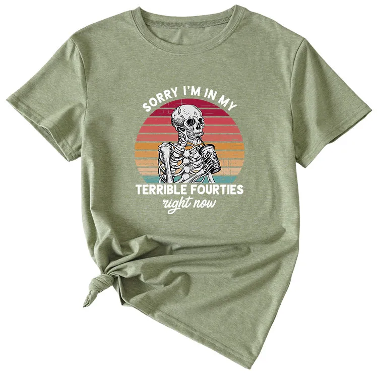 Sorry I'm In My Fun Pattern Printed Casual Short-sleeved T-shirt