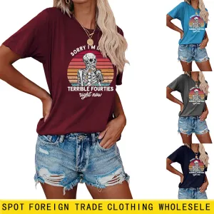 Sorry I'm In My Fun Pattern Printed Casual Short-sleeved T-shirt
