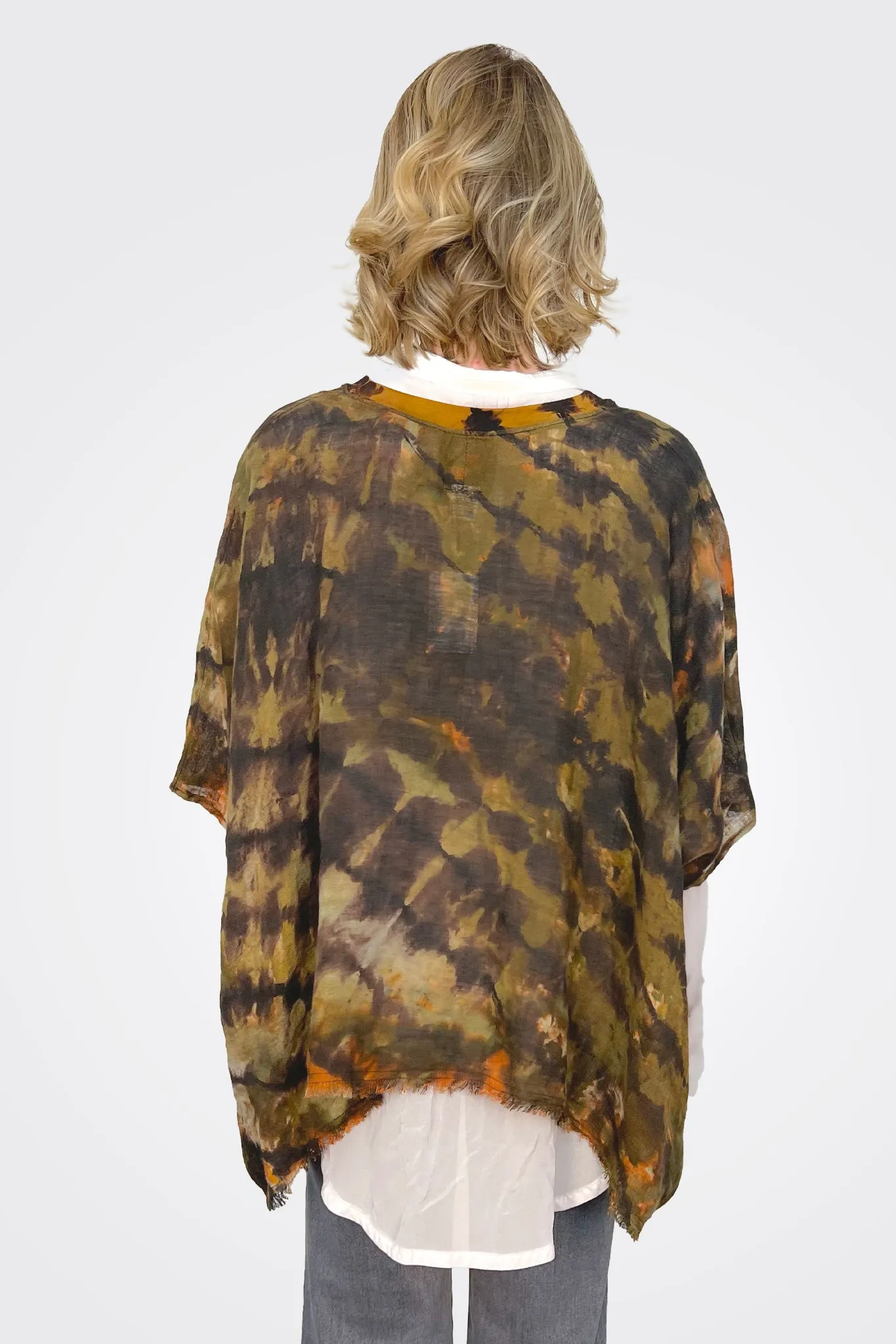 Spiral V Neck Top - Black Khaki